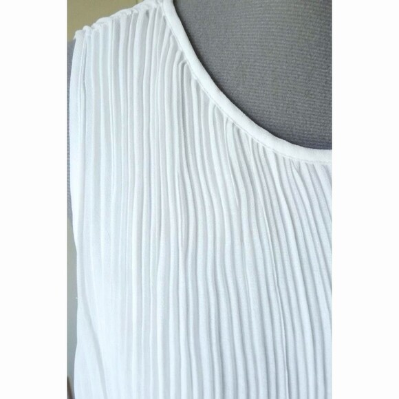 Halogen plisse pleated washable cream ivory chiffon layered elegant tunic top S - Picture 2 of 7